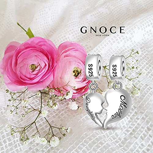 GNOCE [2 Pack Mother and Daughter Charms for Bracelet/Necklace 925 Sterling Silver Mom Love Heart Dangle Charms for Women Mom Mother's Day Gift - Image 3