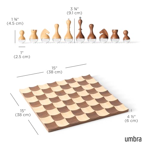 Umbra Wobble Chess Set 15 x 15 x 1 Inch (38 x 38 x 3 cm) - Image 3