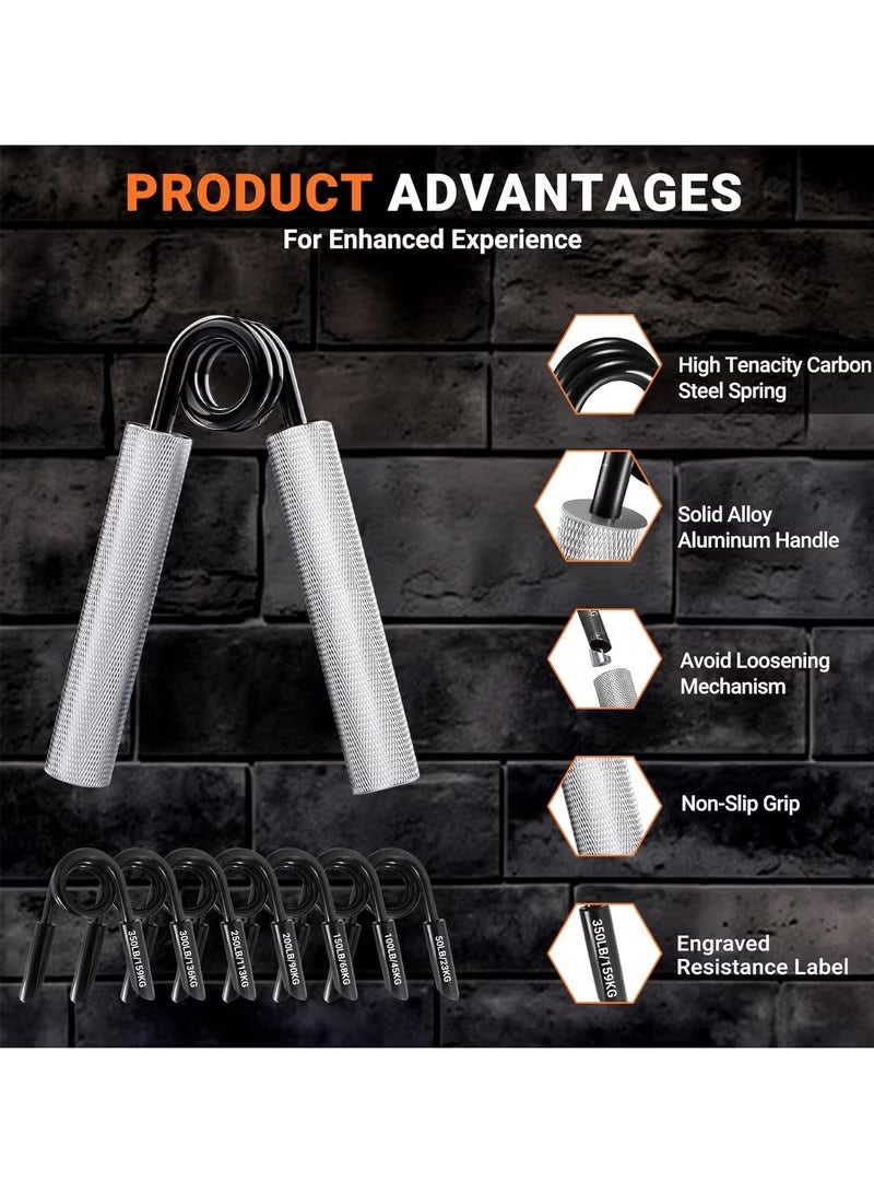 founder Adjustable Grip Strength Trainer, Grip Trainer 7Pcs 50-350LBS, Metal Heavy Grippers, Wrist Forearm Strengthener, Grip strengthener Training and Hand Grip Finger Exerciser - Image 2