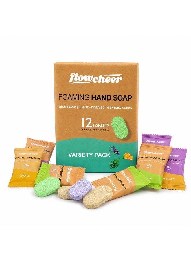 Organic Effervescent Hand Soap for Making Foaming Soap - Assorted Pack (12 Tablets) | Eco-friendly, plant-based ingredients, and refreshing scents (Lavender, Vanilla, Orange) - Image 1