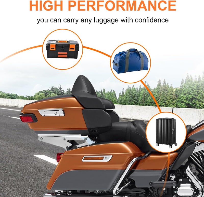 AUFER Detachable Chrome Two Up Luggage Rack Mounting Bracket for Touring Road King Street Glide Road Glide 2014-2020 - Image 5
