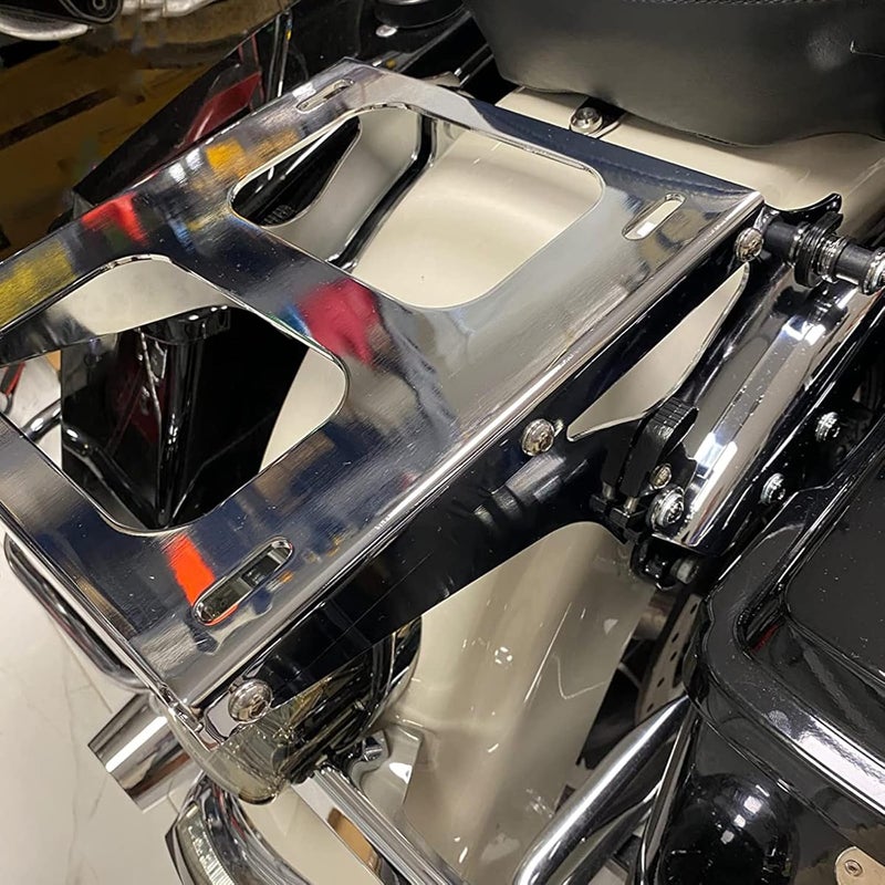 AUFER Detachable Chrome Two Up Luggage Rack Mounting Bracket for Touring Road King Street Glide Road Glide 2014-2020 - Image 3