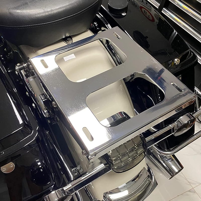 AUFER Detachable Chrome Two Up Luggage Rack Mounting Bracket for Touring Road King Street Glide Road Glide 2014-2020 - Image 2