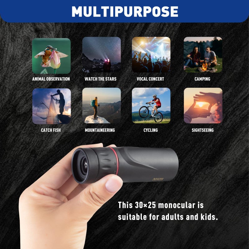 HDAJY Mini Monocular Telescope, Upgrade 30 x 25 HD Monoculars for Adults High Powered, Be Used for Stargazing, Hunting, Black - Image 5