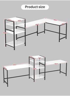 AGD Computer and Gaming Desk, 3-Way Adjustable Design, Fits 2 People, with Book and Printer Shelf for Home, Office and Study, White  - Image 1