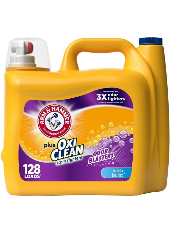Arm & Hammer Plus OxiClean Odor Blasters Fresh Burst, 128 Loads Liquid Laundry Detergent, 166.5 Fl oz - Image 1