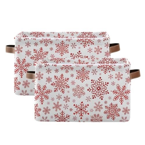 senya Christmas Basket Large Foldable Storage Basket with Handles Christmas Snowflakes Fabric Collapsible Storage Bins Organizer Bag - Image 3