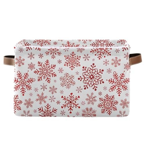 senya Christmas Basket Large Foldable Storage Basket with Handles Christmas Snowflakes Fabric Collapsible Storage Bins Organizer Bag - Image 1