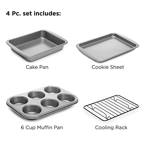 Ecolution Non-Stick Toaster Oven Bakeware Set 4-Piece, Carbon Steel, Easy to Clean and Perfect for Single Servings, Gray - Image 4