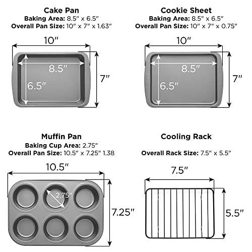 Ecolution Non-Stick Toaster Oven Bakeware Set 4-Piece, Carbon Steel, Easy to Clean and Perfect for Single Servings, Gray - Image 2