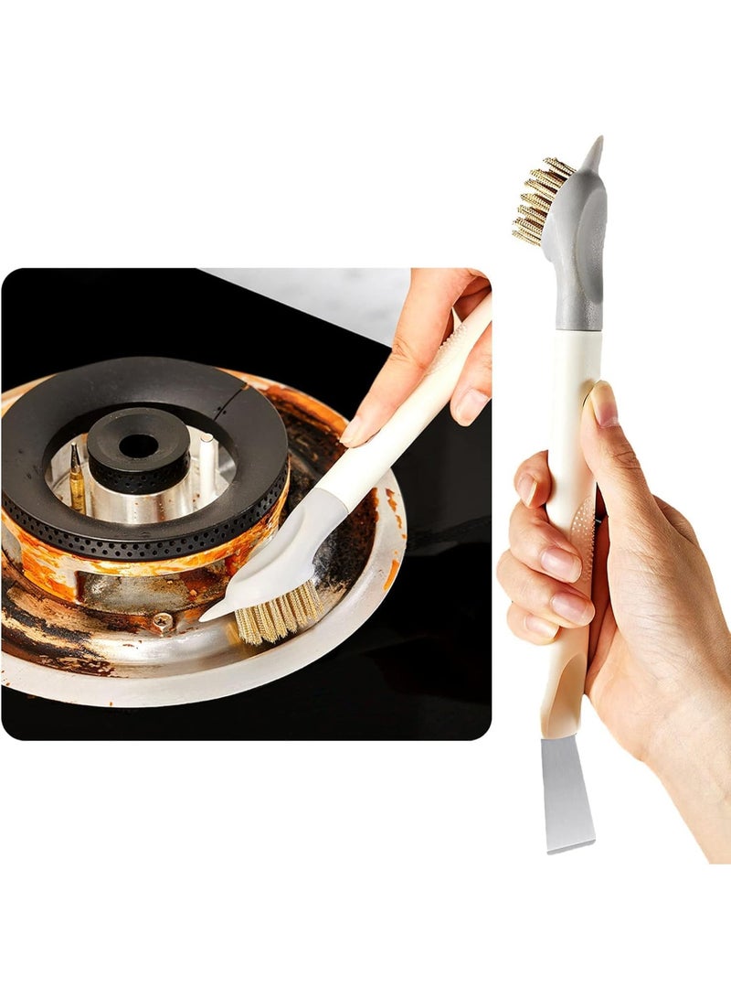 فرشاة تنظيف متعددة الوظائف 3 في 1 لإزالة الشحوم والأوساخ – فرشاة نحاسية قابلة للفصل للمواقد والأواني - Image 1
