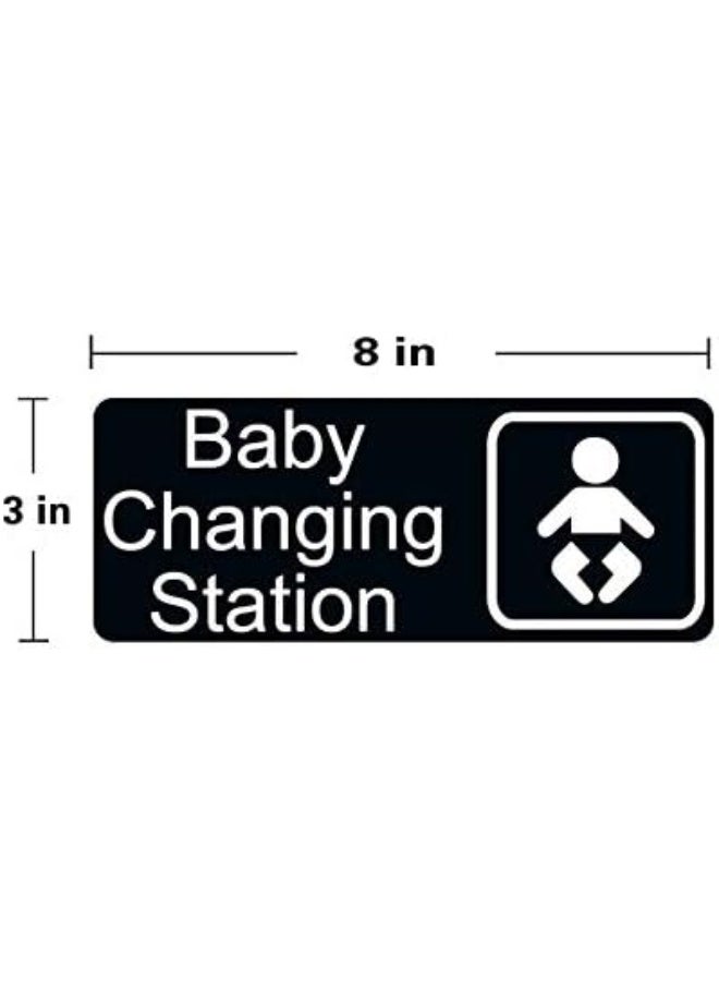 Mvgges New Baby Changing Station Sign, 8 x 3 in with English and Symbol, Black for Men, Women, Unisex - Image 2