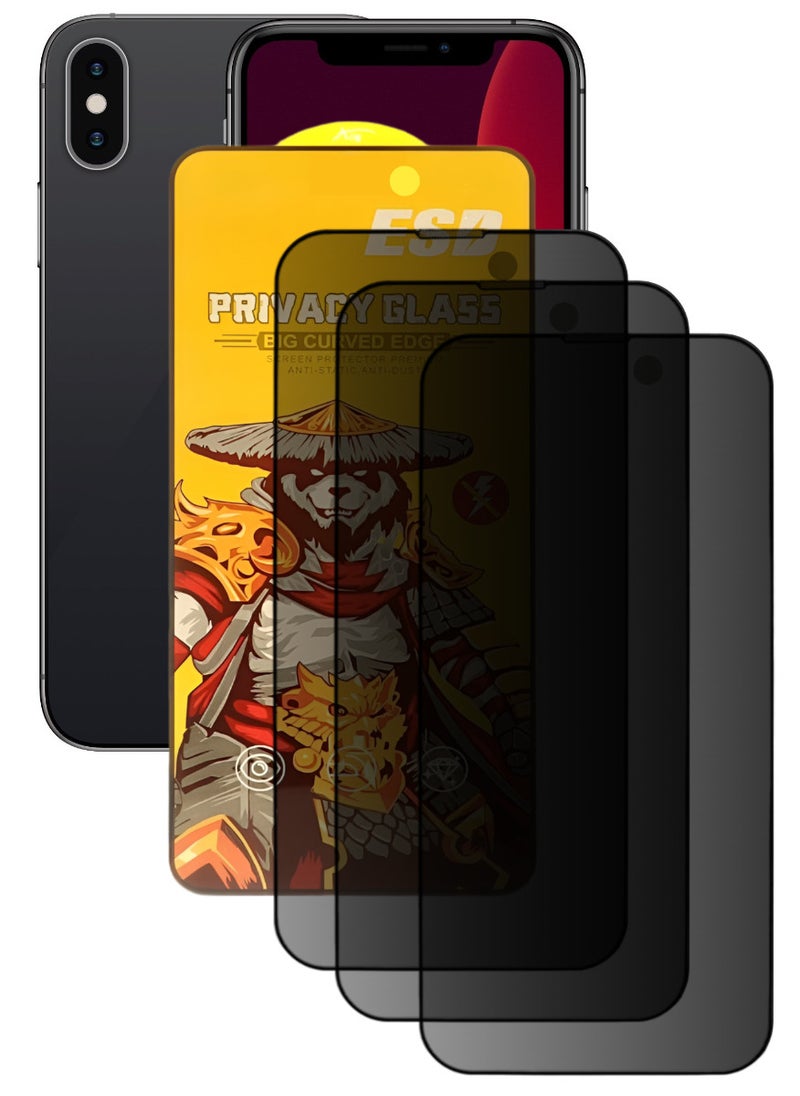 ESD 3 Pieces Tempered Dustproof Privacy Glass Screen Protector Compatible For iPhone X - Image 1
