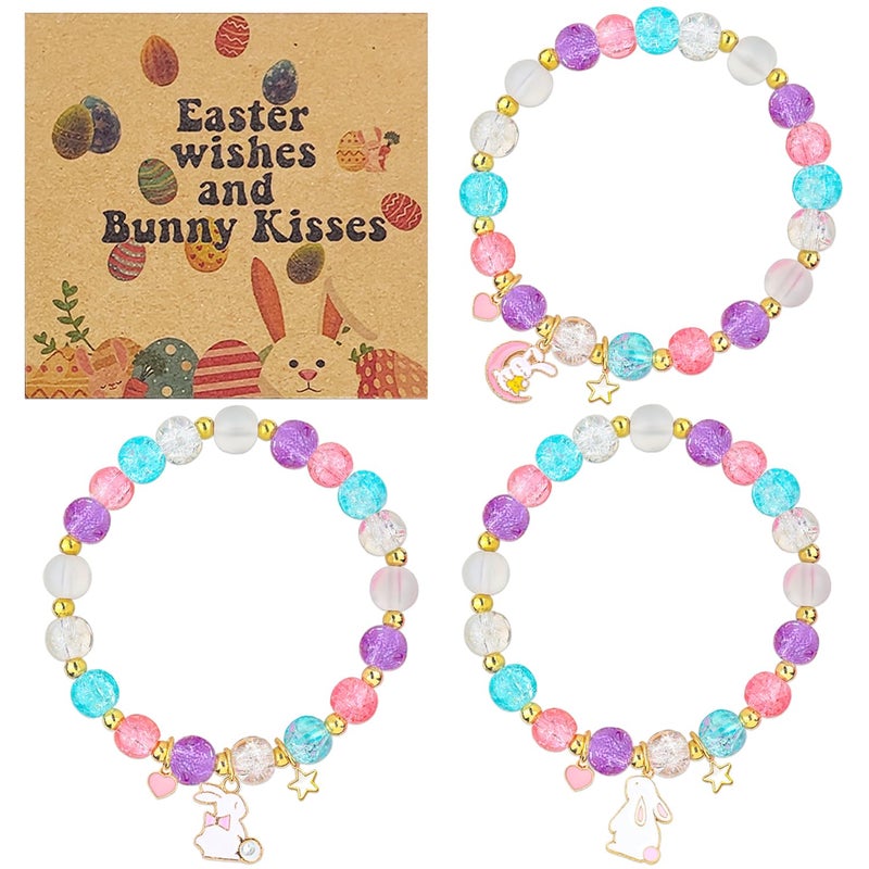 JZILU 3pcs Easter Bracelets For Girls Bunny Bracelet Easter Basket Stuffers For Girls - Image 3