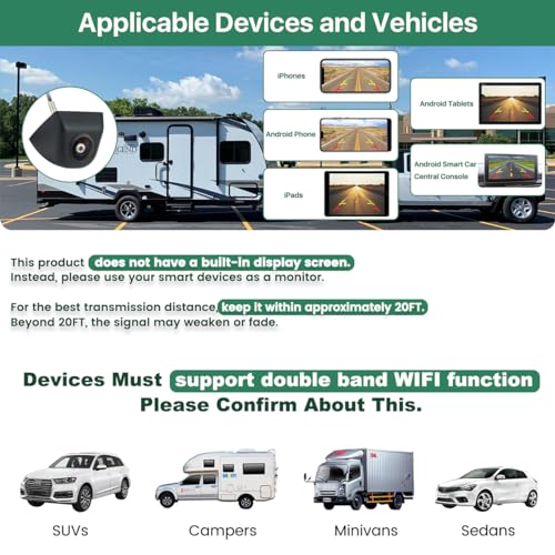 GreenYi WiFi Car Wireless Backup Camera, GreenYi 5G 720P HD Car Rear View Reverse Camera for iPhone iPad Android Smart Phone Tablet with 170 Degrees Wide Viewing Angle - Image 4