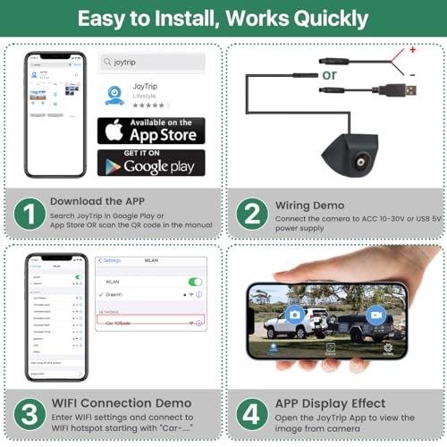 GreenYi WiFi Car Wireless Backup Camera, GreenYi 5G 720P HD Car Rear View Reverse Camera for iPhone iPad Android Smart Phone Tablet with 170 Degrees Wide Viewing Angle - Image 5