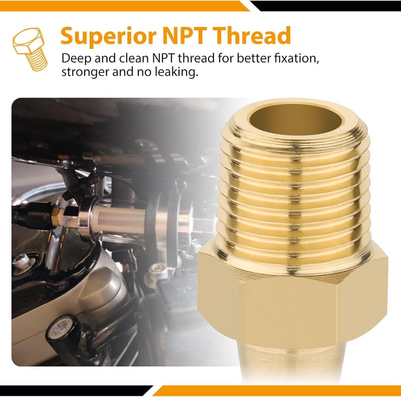 KOOTANS 4pcs Brass Hose Barb Fittings 1/4" Hose Barb to 1/8 NPT Male Thread Air Hose Fittings Brass Quick Coupler Air M Type Adapter Connector Fitting - Image 4