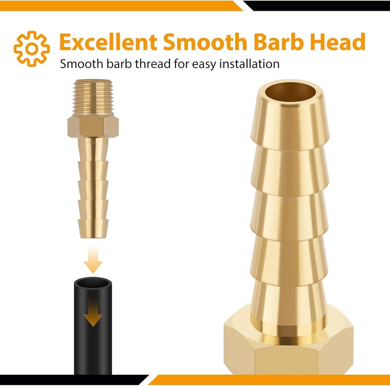 KOOTANS 4pcs Brass Hose Barb Fittings 1/4" Hose Barb to 1/8 NPT Male Thread Air Hose Fittings Brass Quick Coupler Air M Type Adapter Connector Fitting - Image 5