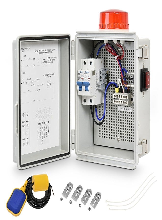 Zuomeng Septic Pump Alarm, Zuomeng High Water Alarm for Sump Pump Features a Bright Flashing Light and 110 db Alarm, Can Be Externally Connected to The Submersible Pump, with IP67 Casing - Image 1