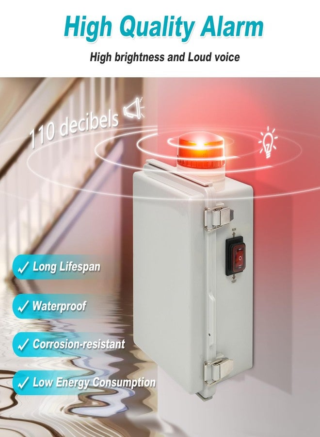 Zuomeng Septic Pump Alarm, Zuomeng High Water Alarm for Sump Pump Features a Bright Flashing Light and 110 db Alarm, Can Be Externally Connected to The Submersible Pump, with IP67 Casing - Image 3