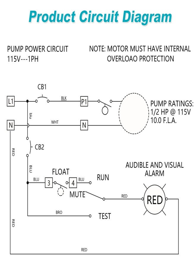 Zuomeng Septic Pump Alarm, Zuomeng High Water Alarm for Sump Pump Features a Bright Flashing Light and 110 db Alarm, Can Be Externally Connected to The Submersible Pump, with IP67 Casing - Image 5
