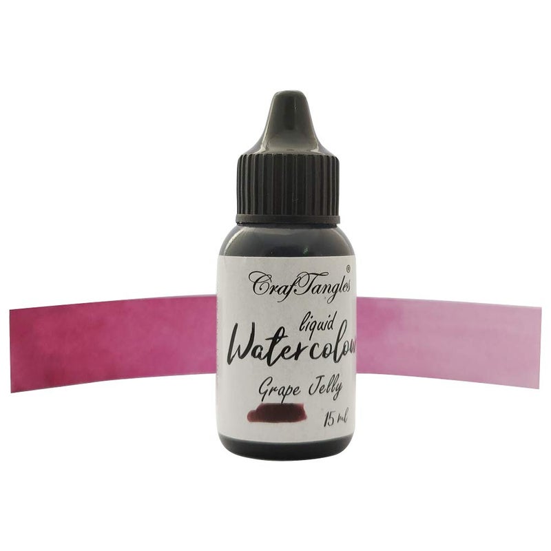 CrafTangles Liquid Watercolor (15 ml) - Grape Jelly (Pink Shade, Extremely Vibrant, Non Toxic) Paints for Professional Artist, Hobby Painters & Kids - Image 2