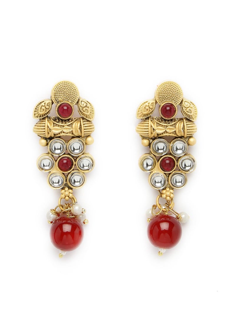 Adiva Gold-Plated Kundan Stone Studded Pearls & Beads Meenakari Choker Jewellery Set for Women, Traditional Stylish Jewellery Set for Women Party, Wedding, Bridal, Occasion, Festive - Image 3