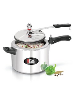MILTON Pro cook Milton Pro cook Pressure Cooker Aluminium With Inner Lid 5 litre Induction and Gas Stove Compatible Food Grade Nitrile Gasket System 5 Years Warranty ISI Certified Silver  - Image 1