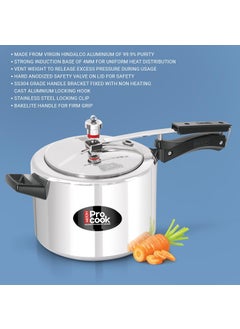 MILTON Pro cook Milton Pro cook Pressure Cooker Aluminium With Inner Lid 5 litre Induction and Gas Stove Compatible Food Grade Nitrile Gasket System 5 Years Warranty ISI Certified Silver  - Image 5