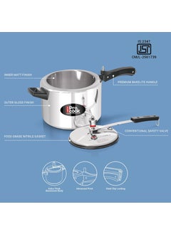 MILTON Pro cook Milton Pro cook Pressure Cooker Aluminium With Inner Lid 5 litre Induction and Gas Stove Compatible Food Grade Nitrile Gasket System 5 Years Warranty ISI Certified Silver  - Image 4
