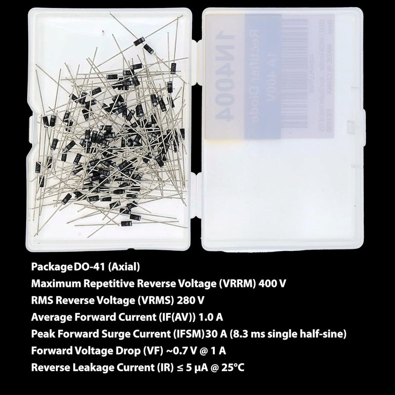EEEEE 1N4004 Rectifier Diode (125pcs) 1A 400V 400 Volt 400V 1 AMP IN4004 4004 Electronic Silicon Diodes - Image 3