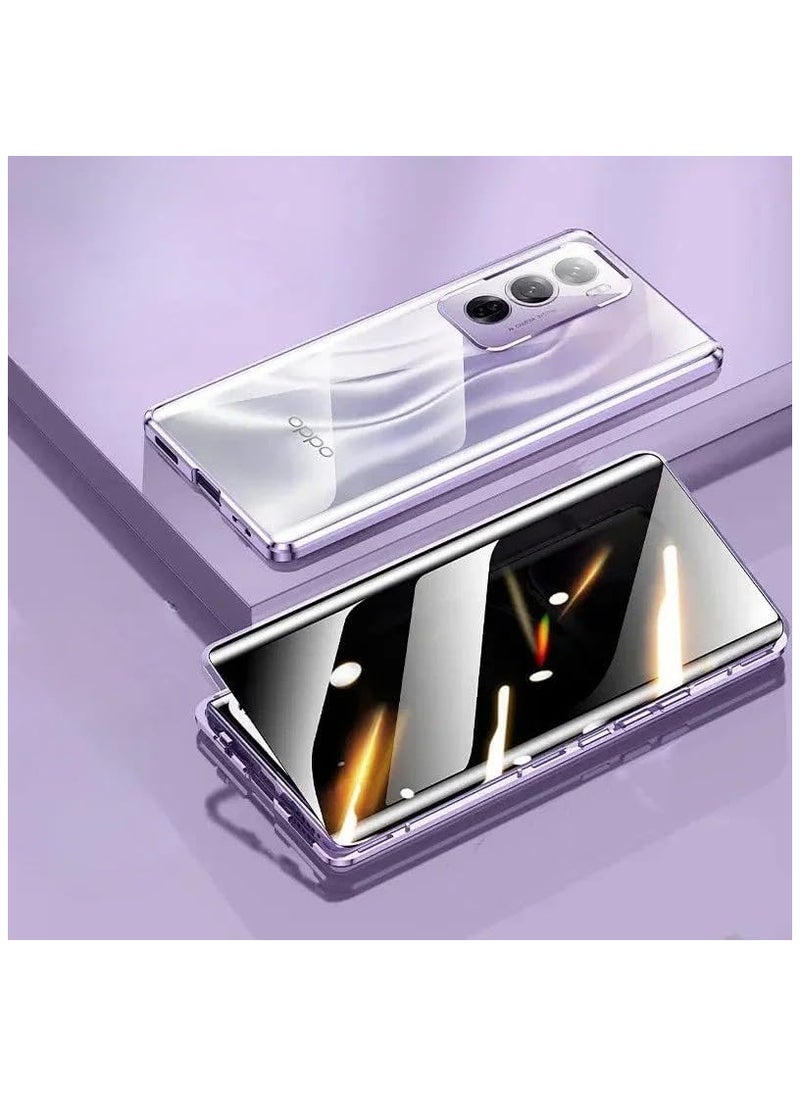 General Double Sided Glass Case Compatible with OPPO Reno 12 Pro 5G Anti-Privacy Metal Magnetic Lens Protector Reno12 Pro Phone Cove  - Image 1