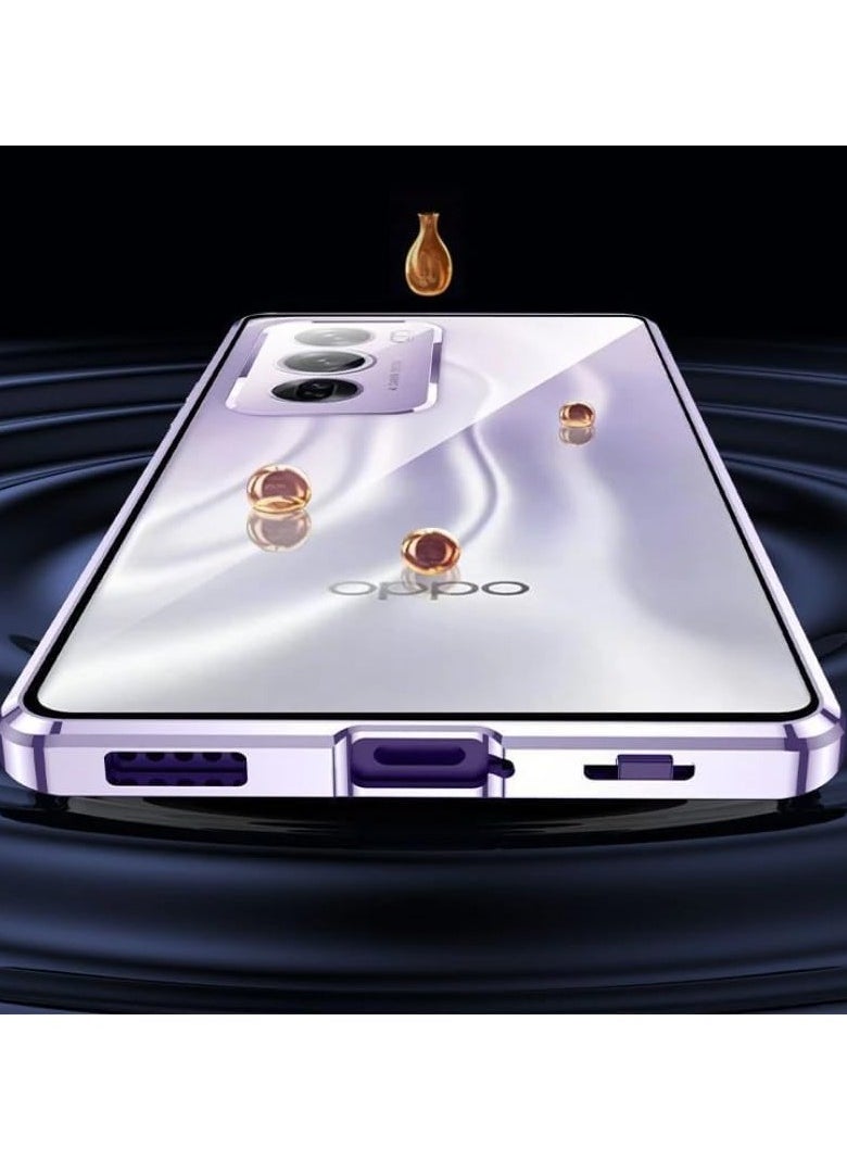 General Double Sided Glass Case Compatible with OPPO Reno 12 Pro 5G Anti-Privacy Metal Magnetic Lens Protector Reno12 Pro Phone Cove  - Image 3