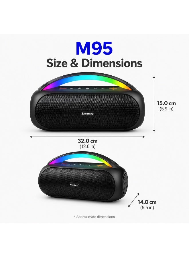 Smartbarry Portable M95 Bluetooth Speaker 60W Bass, RGB LED Light Handle, IPX5 Waterproof Outdoor Speaker, Type-C Fast Charge, AUX Support, Wireless Stereo Sound for Party & Travel - Image 4