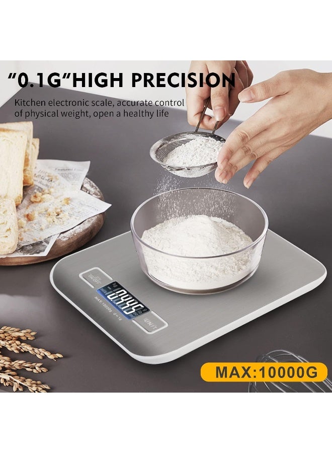 SKY-TOUCH Digital Food Scale Kitchen Scale Slim Stainless Multifunction Scale With LCD Display And Tare Measuring Four Units Of Measure Conversion Batteries Included-Silver - Image 2
