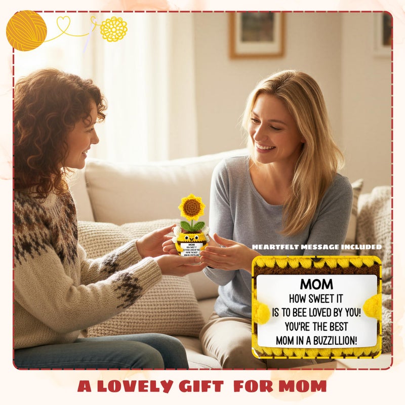 TEEBIM Valentines Day Gifts for Mom from Daughter, Son - Birthday Valentines Gifts for Mom Mama Mother - Sunflower Crochets Gift Ideas for Moms - Emotional Inspirational Positive Support Bee Crochet - Image 4