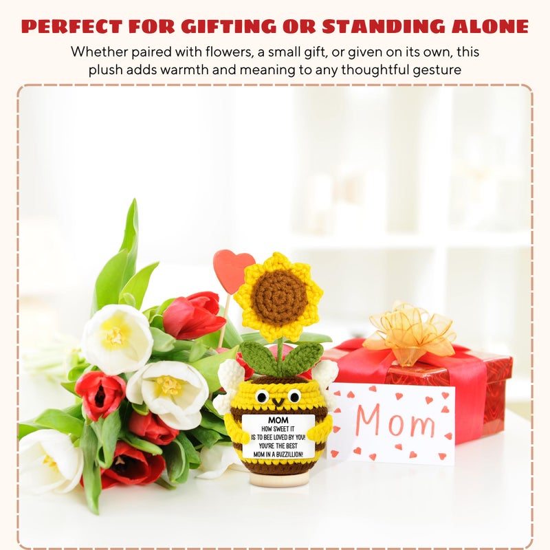 TEEBIM Valentines Day Gifts for Mom from Daughter, Son - Birthday Valentines Gifts for Mom Mama Mother - Sunflower Crochets Gift Ideas for Moms - Emotional Inspirational Positive Support Bee Crochet - Image 5