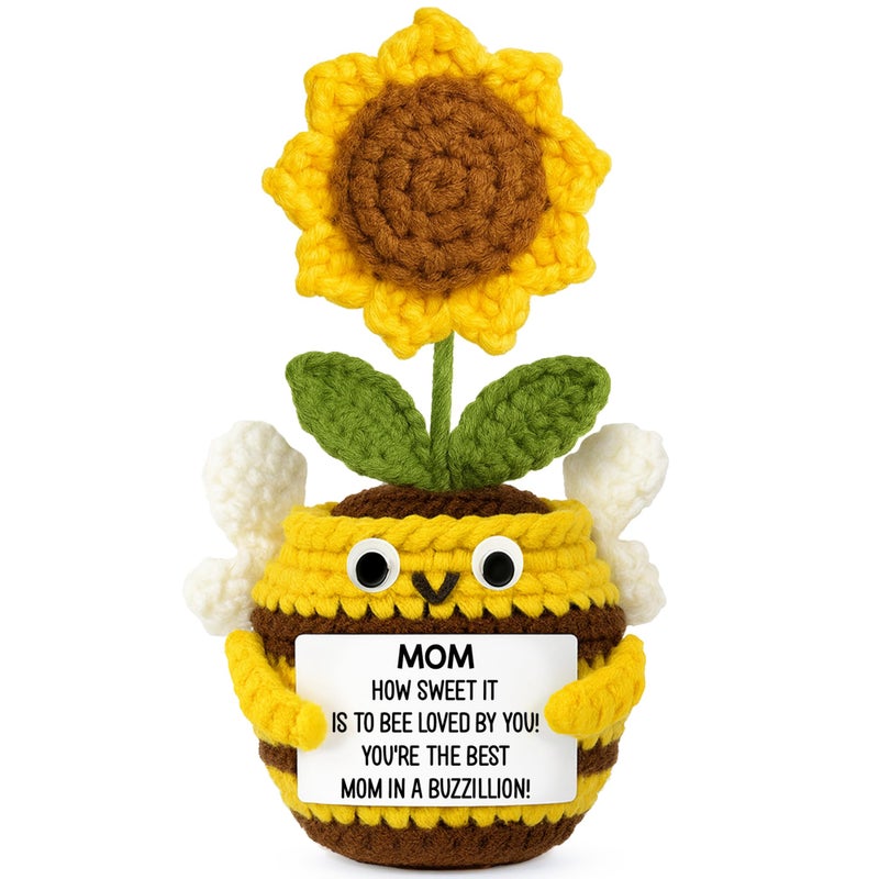 TEEBIM Valentines Day Gifts for Mom from Daughter, Son - Birthday Valentines Gifts for Mom Mama Mother - Sunflower Crochets Gift Ideas for Moms - Emotional Inspirational Positive Support Bee Crochet - Image 1
