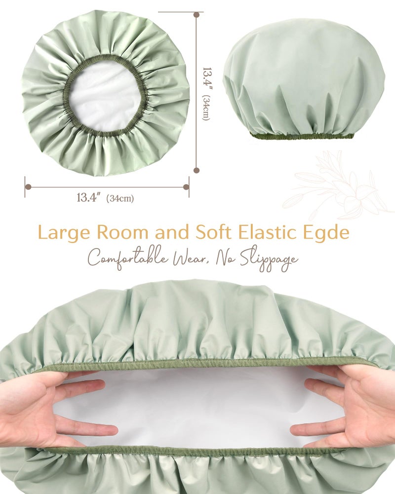 Yanibest Luxury Waterproof Shower Cap for Women, Reusable Double Layer Shower Cap, Non-Slip Shower Cap for Most Hair Types, One Size - Image 3