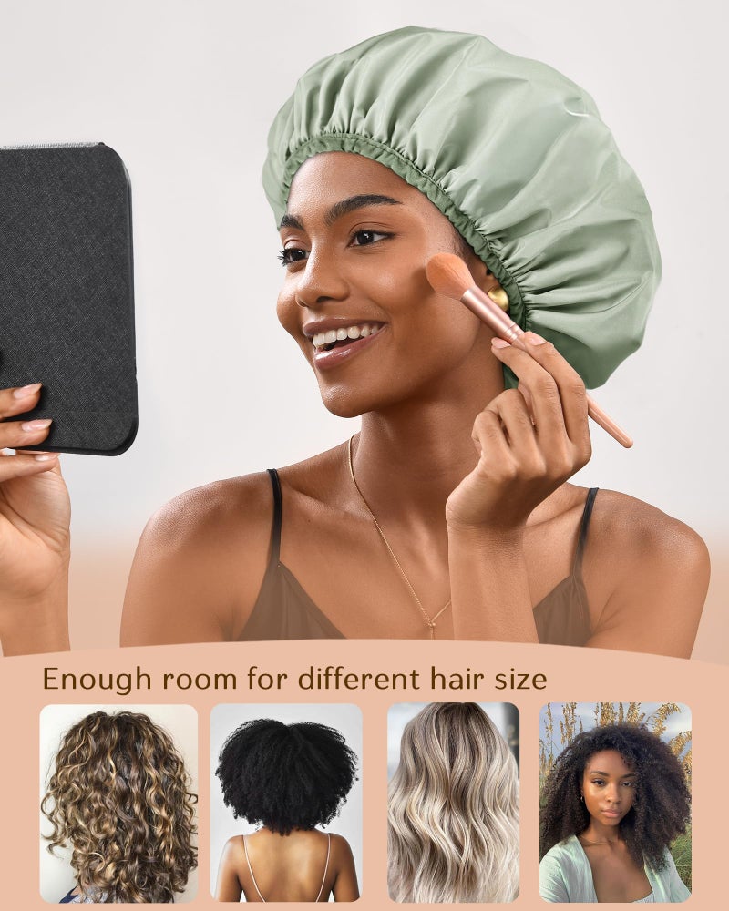 Yanibest Luxury Waterproof Shower Cap for Women, Reusable Double Layer Shower Cap, Non-Slip Shower Cap for Most Hair Types, One Size - Image 2