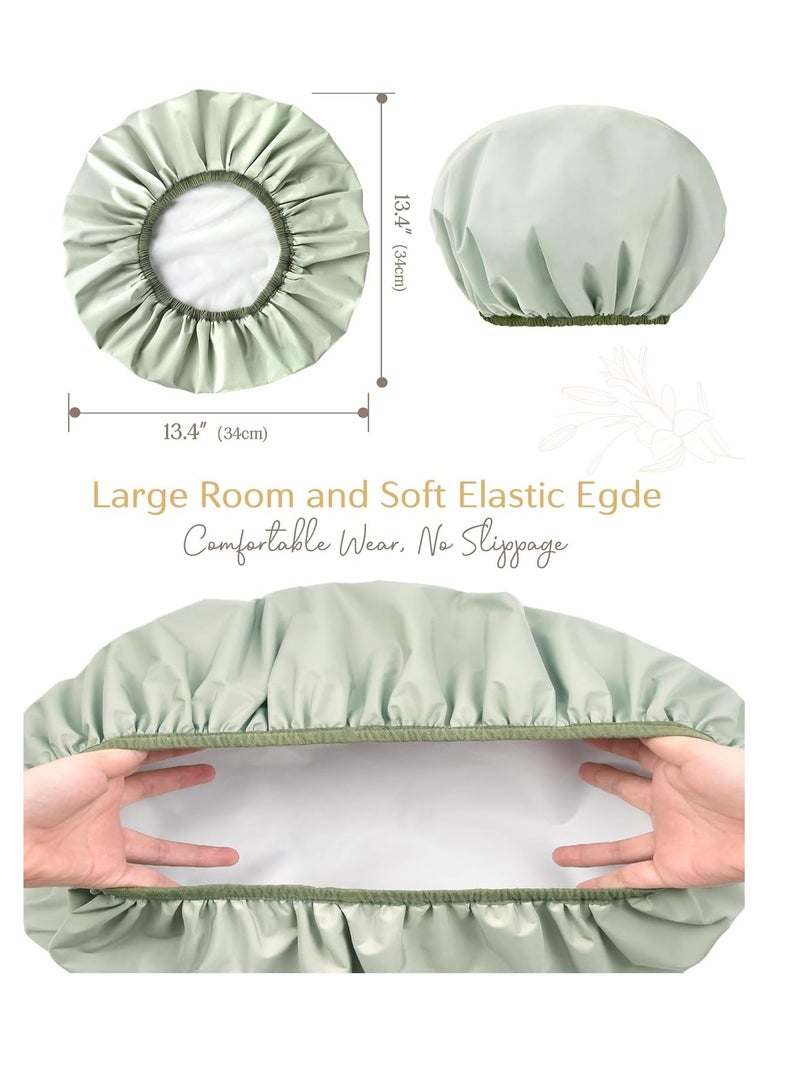 YANIBEST YANIBEST Waterproof Shower Cap for Women, Reusable Double Layer Shower Cap, Non-Slip Shower Cap for Most Hair Types, One Size - Image 3