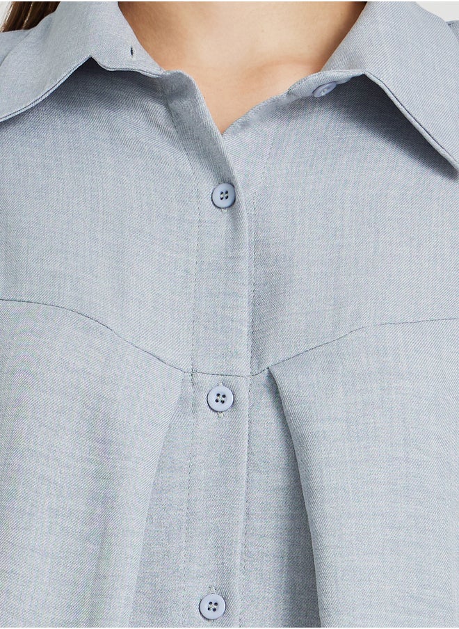Take Two Take Two Solid Pleated Spread Collar Shirt  - Image 3
