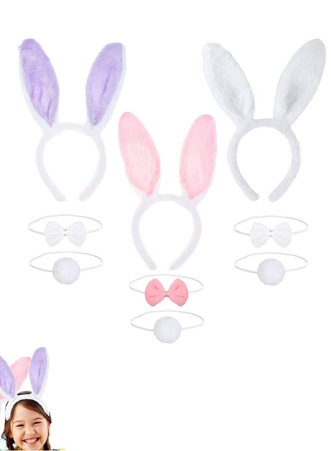 Loquat 3 Piece Bunny Costume Set Includes Ears Headband Bow Tie and Tail Perfect for  Costume Parties Dress Up for Kids and Adults - Image 1