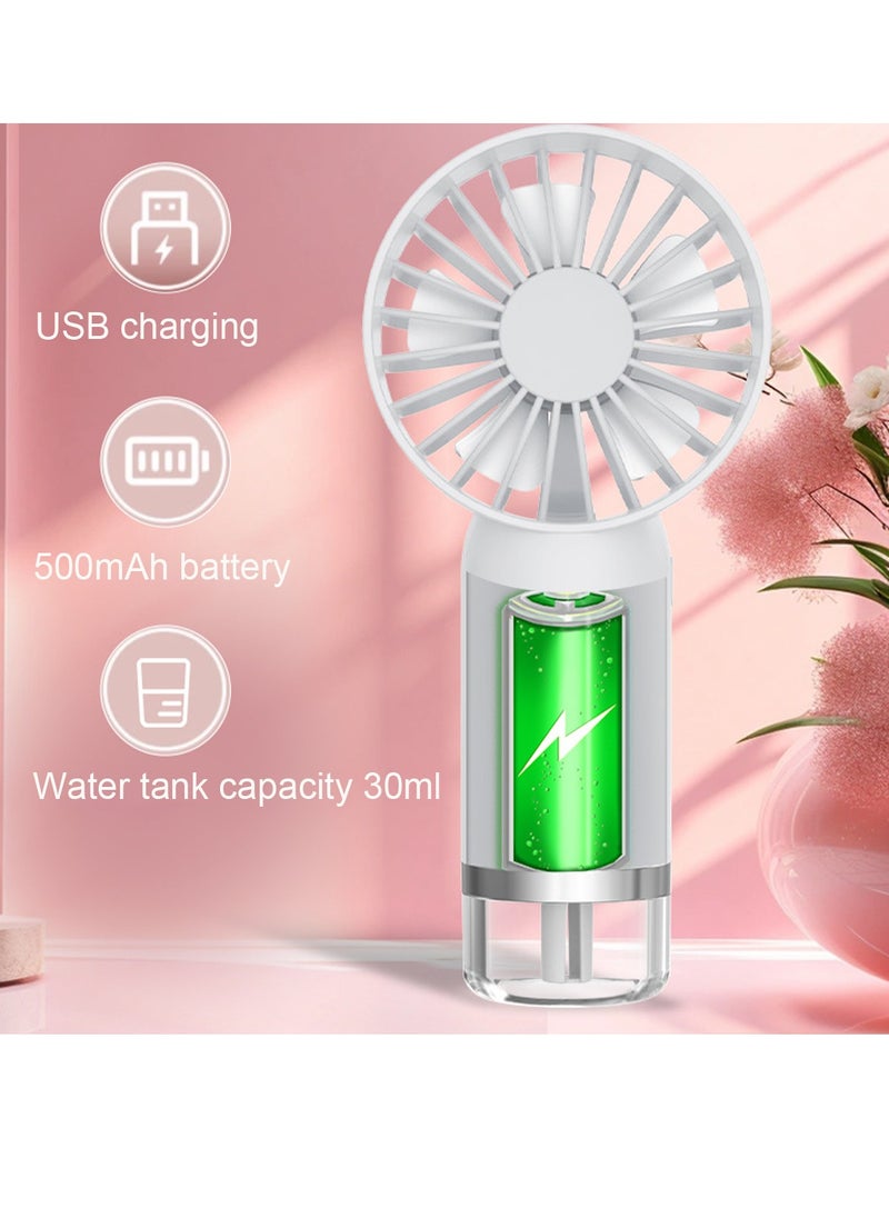 Portable Fan with Mist, Personal Mini Handheld Fan,USB Rechargeable Fan,Misting Fans Handheld for Travel, Office, Outdoor (pink)
