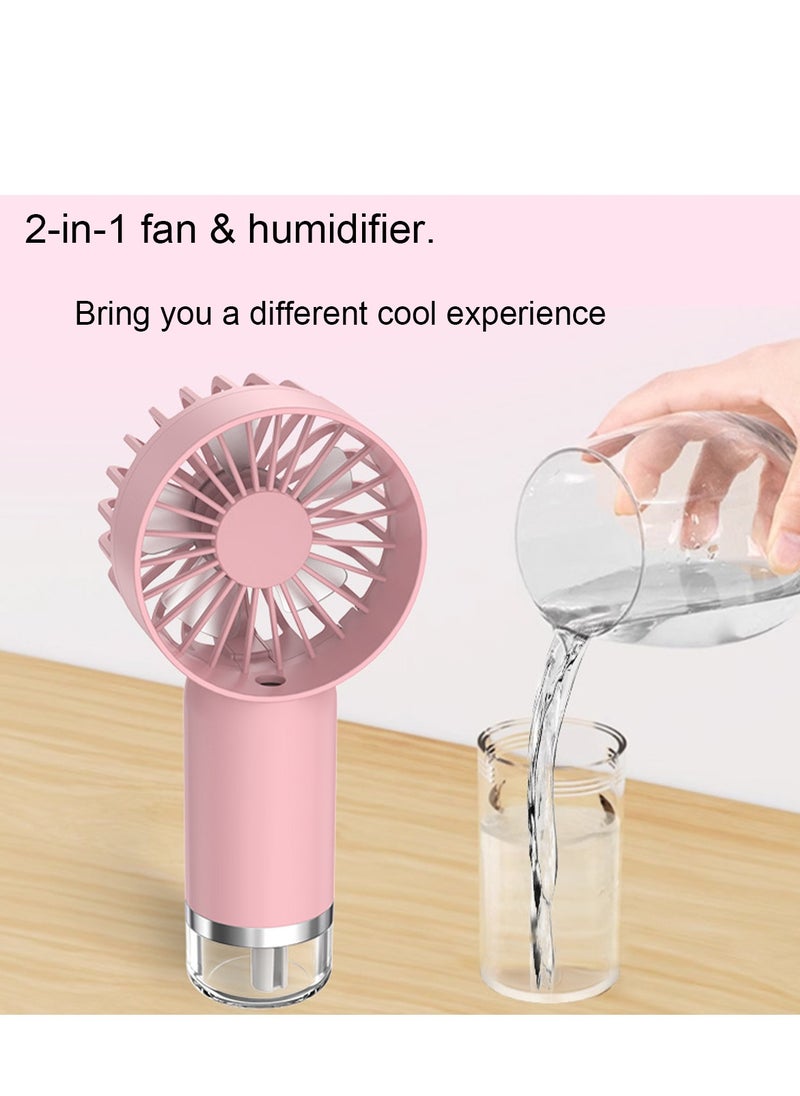 Portable Fan with Mist, Personal Mini Handheld Fan,USB Rechargeable Fan,Misting Fans Handheld for Travel, Office, Outdoor (pink)