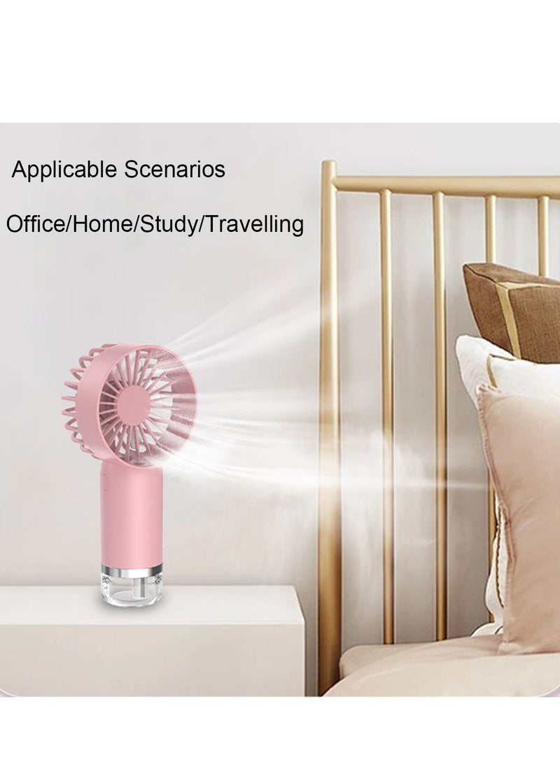 Portable Fan with Mist, Personal Mini Handheld Fan,USB Rechargeable Fan,Misting Fans Handheld for Travel, Office, Outdoor (pink)