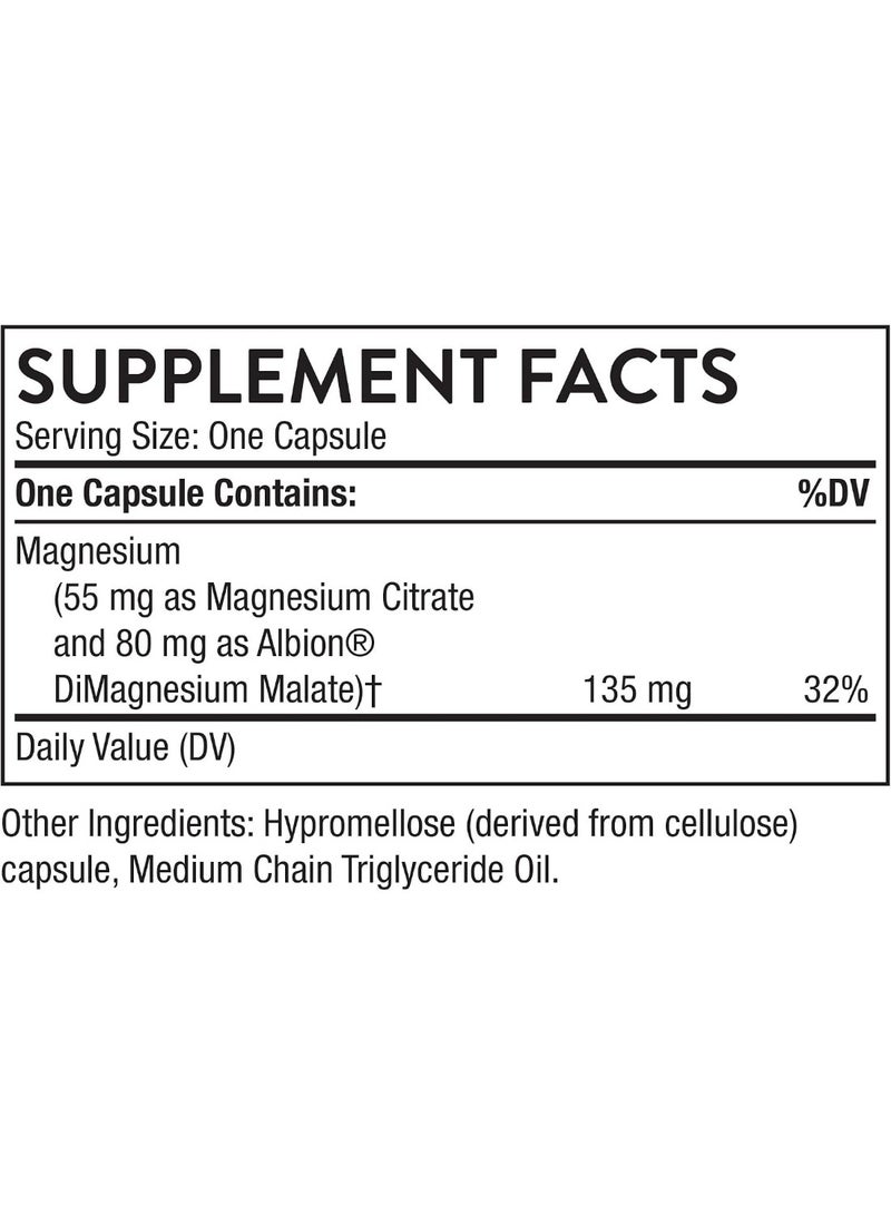 Thorne Research Magnesium Citramate Supplement (Citrate-Malate), 90 Capsules - Image 2