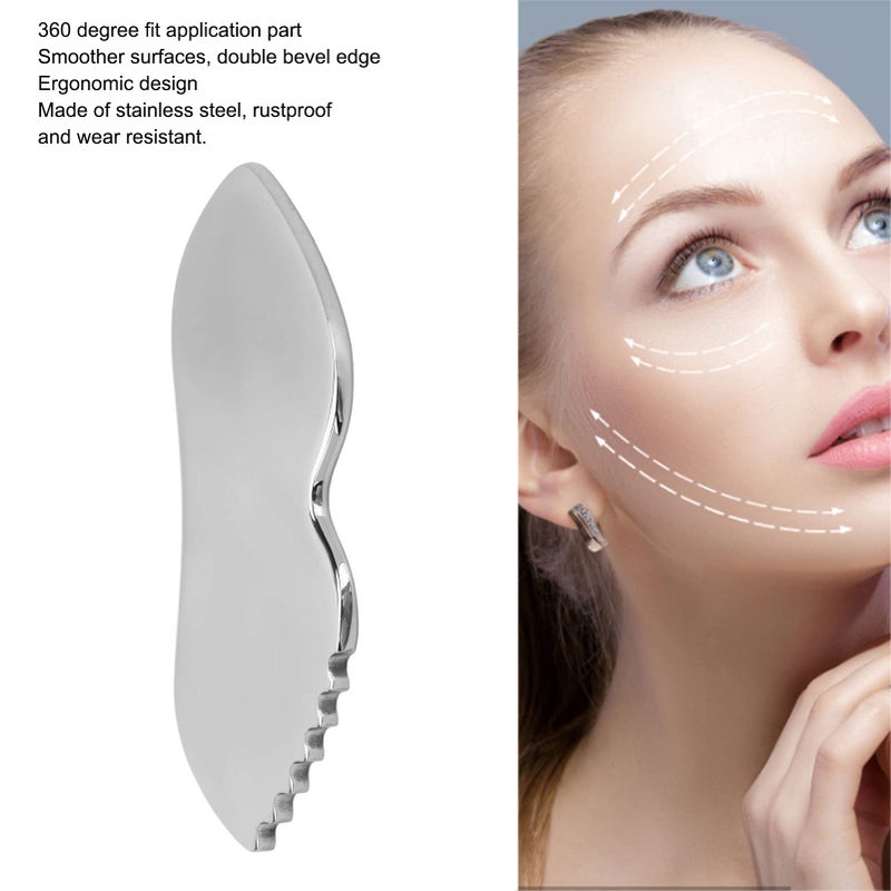 yuyte Stainless Steel Gua Sha for Skin Care Scraping Massage Tool with Comb Teeth | Massage, Used for Face, Neck, and Around Lips with Travel Pouch - Image 4