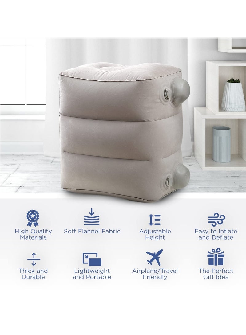 Inflatable Foot Rest for Airplane, Car Seat Foot Rest for Kids Airplane Bed for Toddler, Blow up Plane Footrest Pillow, Foot Stool Relieves Swelling, with Integrated Inflating ons (Grey)  - Image 5