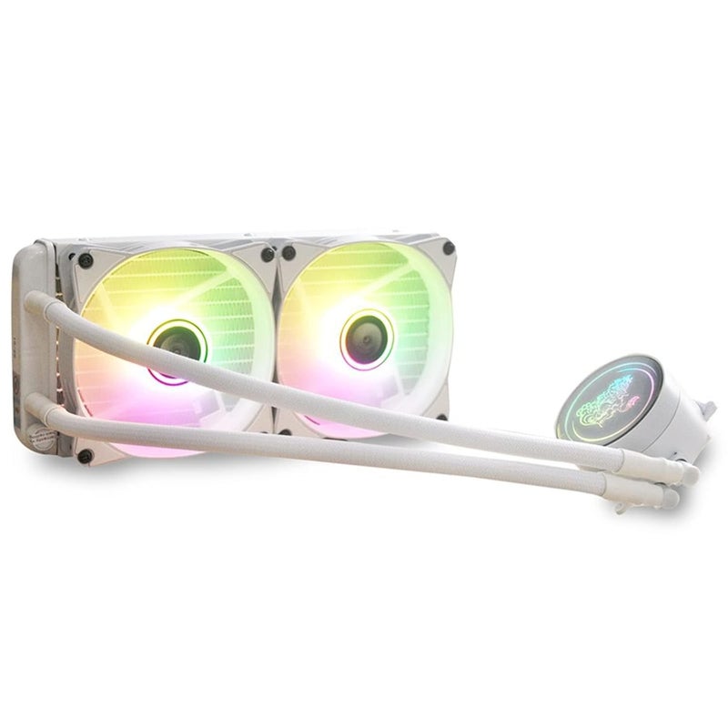 مبرد سائل للمعالج (CPU Liquid Cooler) بتقنية التبريد بالماء بجهد 5V ودعم للإضاءة ARGB، بأحجام 240 مم أو 360 مم، مناسب لمنصات LGA 2066/2011 V3/2011/115X/AM4/AM3+/AM3/FM2+، ويتميز بالهدوء أثناء التشغيل. - Image 1